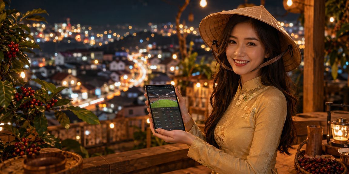 Bối cảnh Đà Lạt với nón lá minh họa casino betting và game mới cần đọc luật